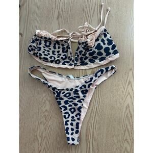 B45 New Women’s AMI Sexy 2Pc Animal 🐆Print String Bikini Set Small/Medium